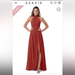 Size 8 unaltered Azazie terracotta dress Iman